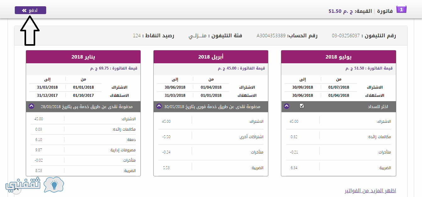 فاتورة التليفون